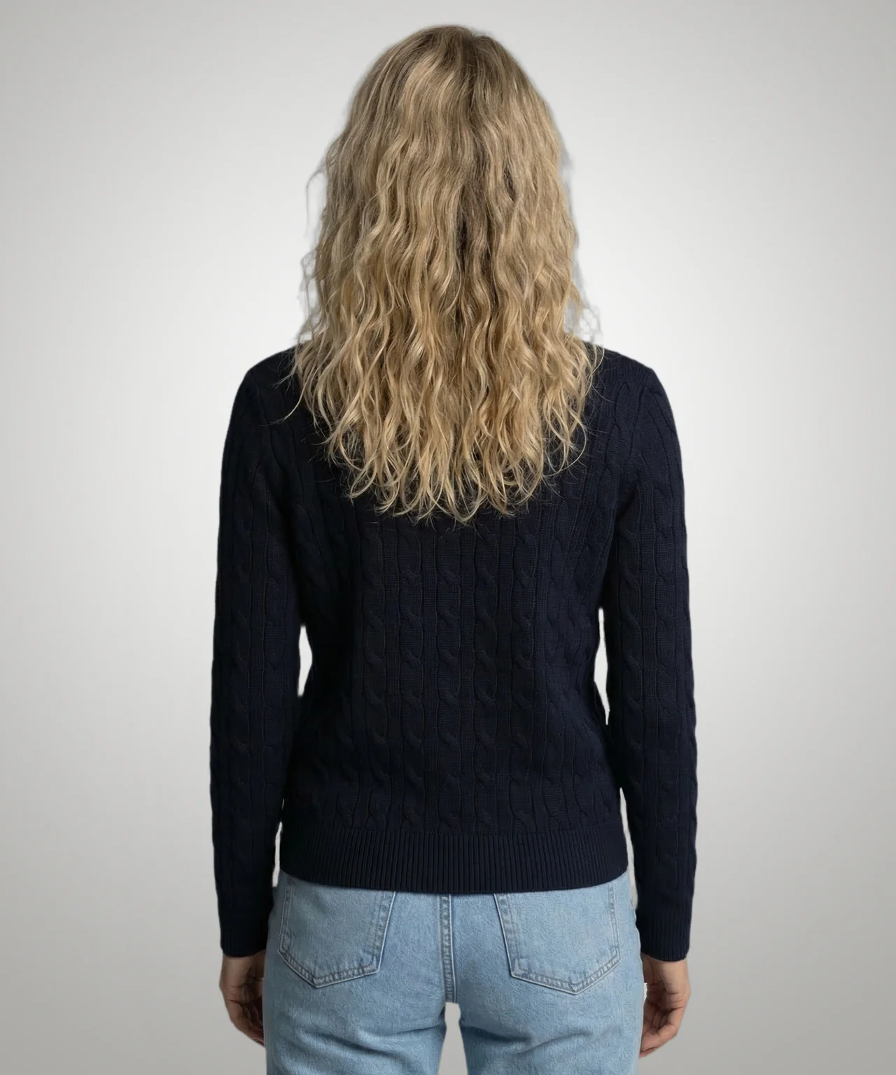 Knoopvest Kabelpatroon Katoen-Kasjmier | Navy - Image 3
