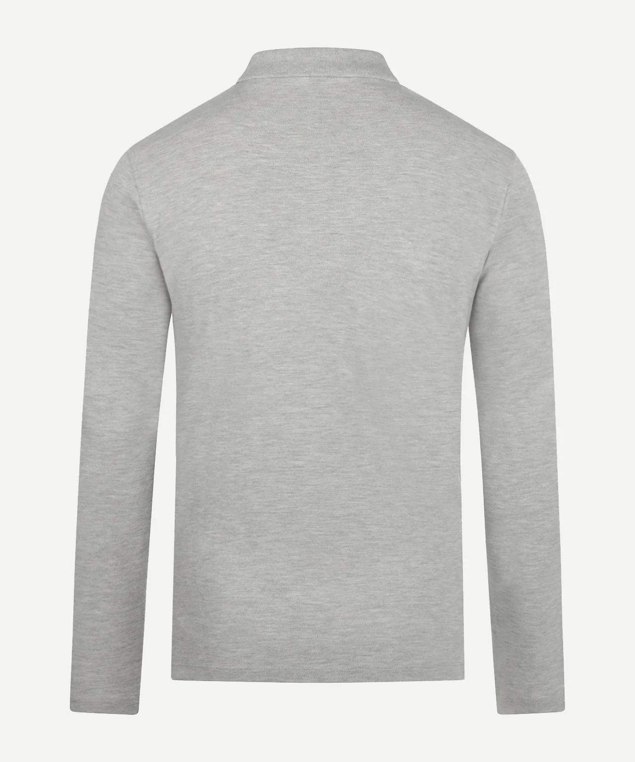 Polo piqué lange mouw | Medium Grey Melange - Image 4
