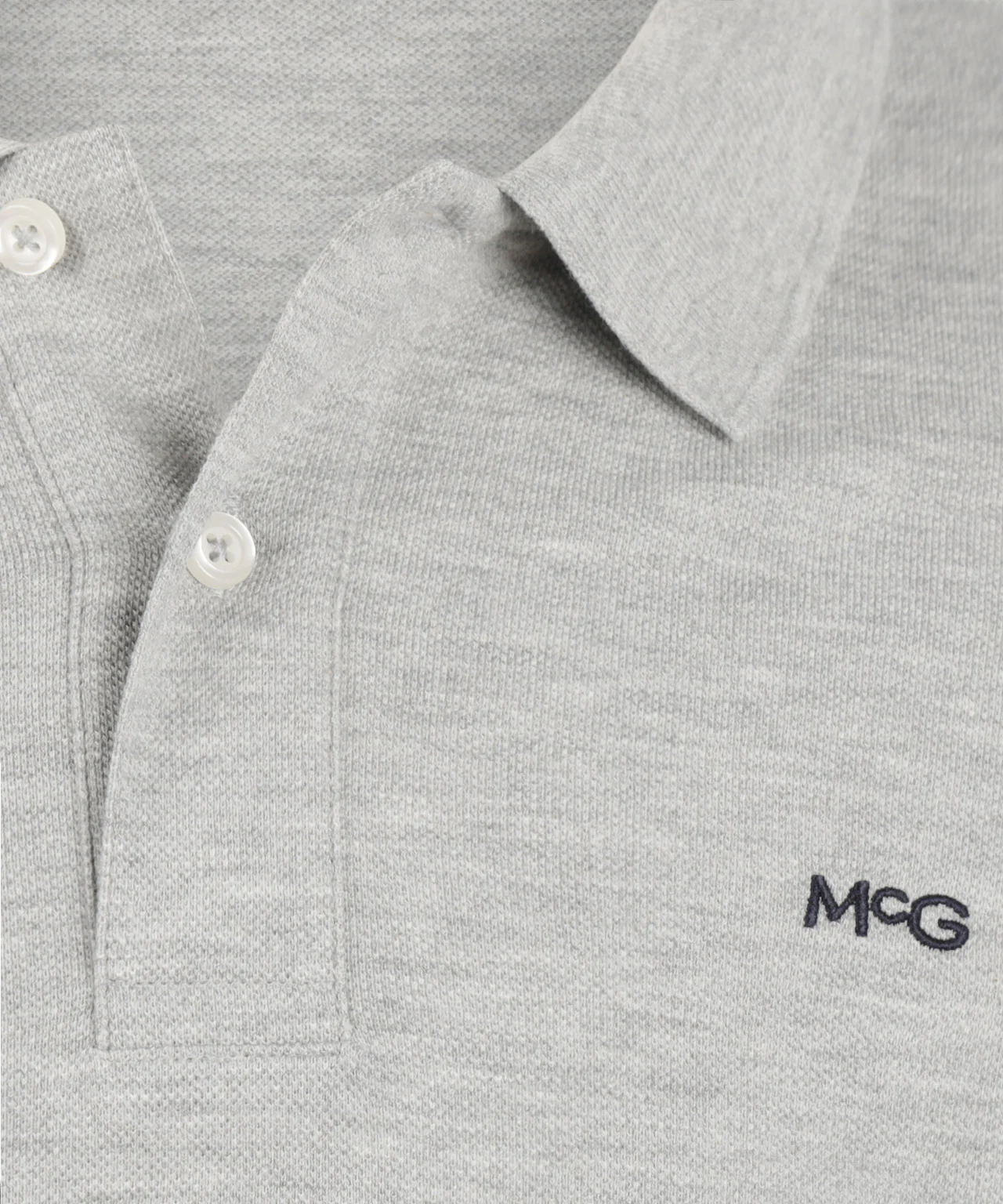 Polo piqué lange mouw | Medium Grey Melange - Image 6