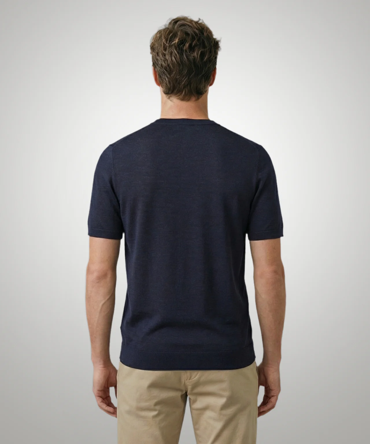T-shirt Extra Fine Merino Ronde Hals | Navy - Image 3