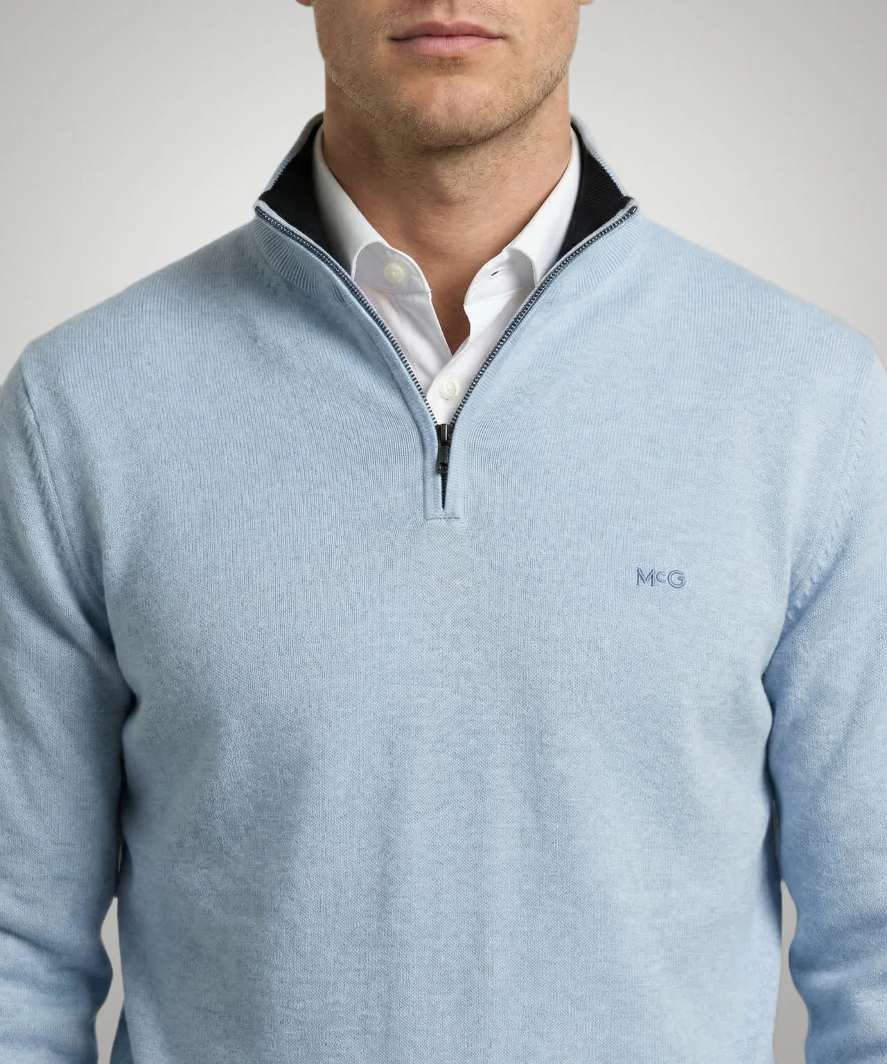 Trui Half-Zip Katoen Cashmere | Light Blue - Image 5
