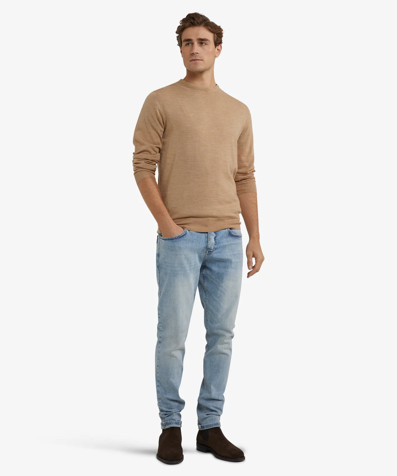 Trui Luxe Merinowol Ronde Hals | Camel - Image 3
