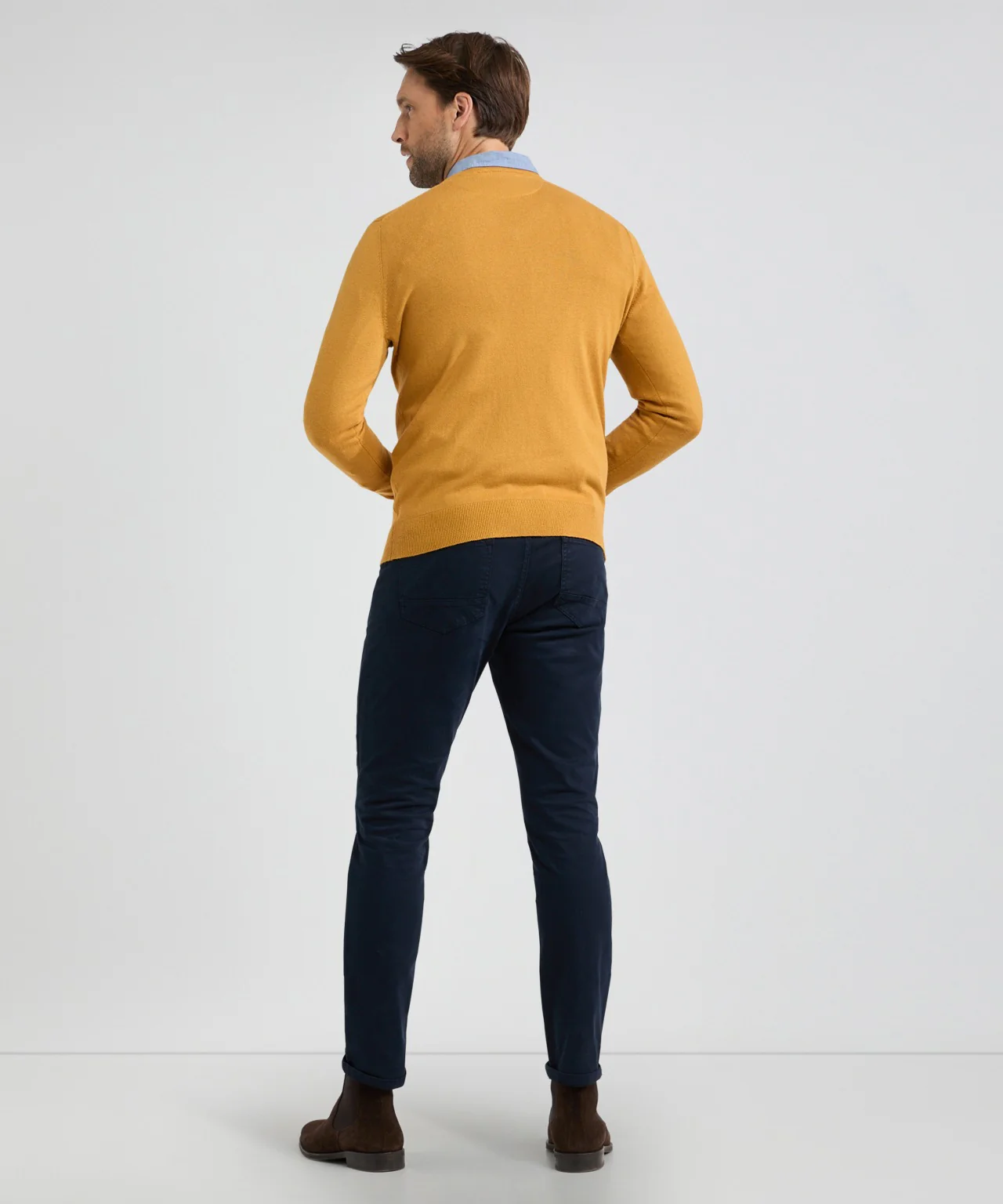 Trui V-hals Cotton Merino | Autumn Yellow - Image 5