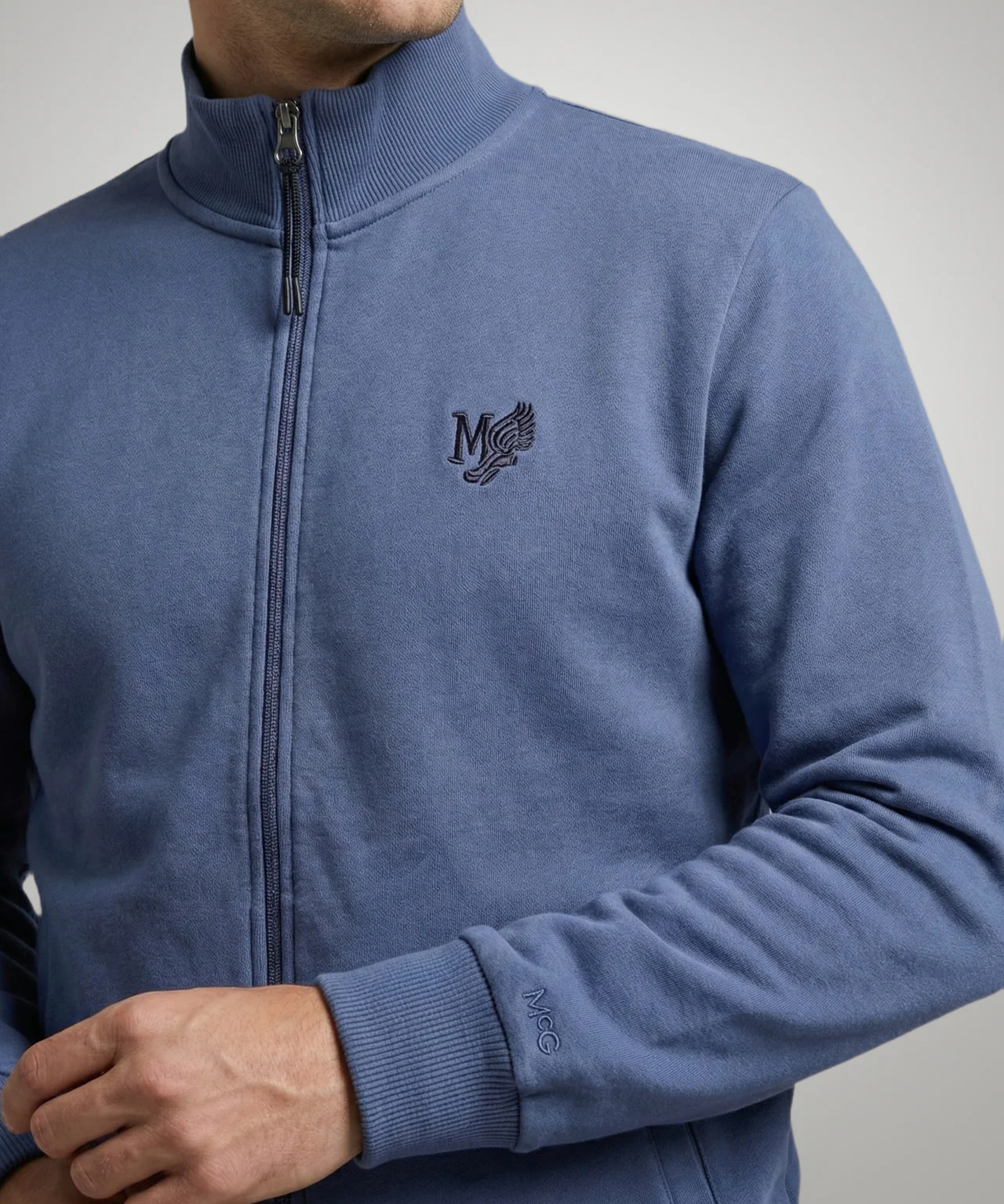 Zip Thru Sweat Cardigan | Vintage Blue - Image 5